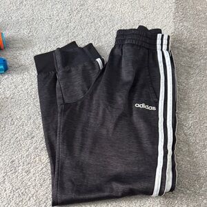 Adidas Kids Charcoal Joggers with White Stripes